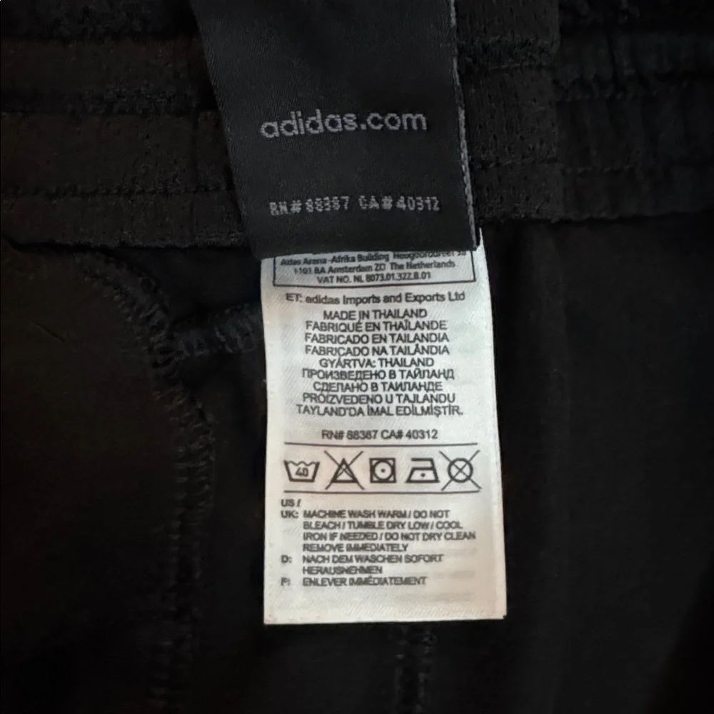 Adidas Mens Black Joggers with White Stripes Size Large